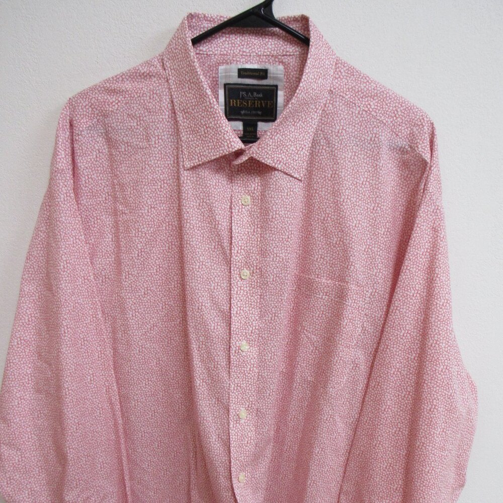 Jos A Bank Reserve Red/White Geometric Long Sleeve‎ Button-Up Shirt 2XL